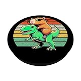 Funny Capybara Riding Dinosaur T-Rex Cute Rodent Capybara PopSockets Adhesive PopGrip