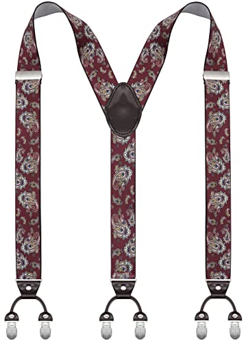 Image of Men's Heavy Duty Y-Back Suspenders, 6 Strong Metal Clips Adjustable Elastic Straps for Work, Tuxedos, and Daily Wear
