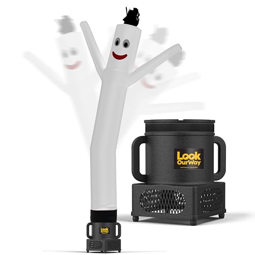 Image of LookOurWay Air Dancers Wacky Waving Inflatable Tube Guy - 7ft Tall Inflatable Advertising Waving Dancing Man with Sky Dancer Blower - White