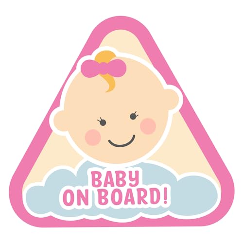 K007 | Baby on Board Aufkleber Sticker Babyaufkleber Auto Babyautoaufkleber Autosticker Vinyl Baby on board Mädchen Junge Boy Girl (V1 Mädchen, Pink)