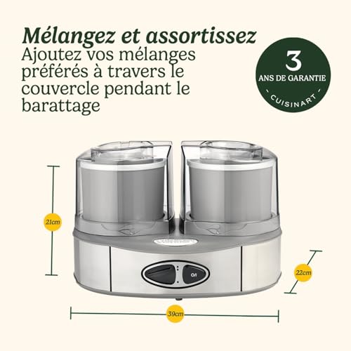 Cuisinart Duo ICE40BCE : sorbetière 2 saveurs, 2 × 1 L, avis — miniature 7