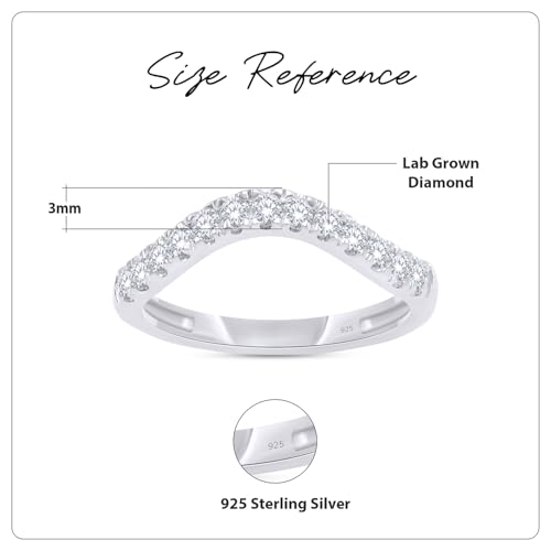 SAVEARTH DIAMONDS 1/3 Carat (ctw) Round Lab Grown Diamond Half Eternity Curved Wedding Band In 14k White Gold Over Sterling Silver for Women with 2.5MM Width, (0.33 Ctw) Ring Size-8.5 - Image 3