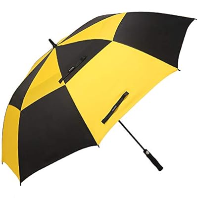 Doubwell Golf Umbrella Large Oversize 68 inches air Vent Double Canopy Windproof Automatic Straight rain Umbrellas for Men and Women (Black/Yellow)