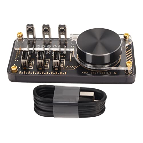 Controlador de audio multimedia USB con hub de 3 puertos USB 2.0 y perilla programable para PC 3