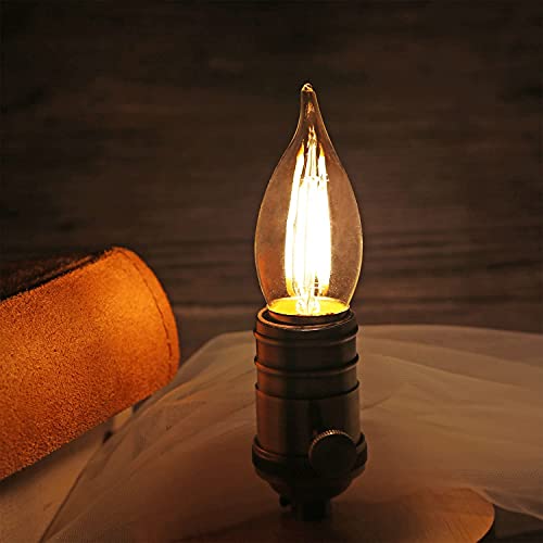 Bort C35/Ca11 Chandelier Led Light Bulbs, Dimmable 4W Equivalent To 40W Led Candelabra Bulbs, 2700K Warm White, E26 Standard Base Led Bulbs, Flame Tip (C35-E26-6 Pack) #TOP2