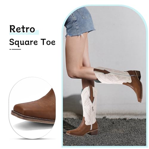Image of Western Cowboy Boots for Women Rhinestone Cowgirl Boot with Low Block Heel Embroidery Sparkly Short Ankle Booties Walking Bootie for Country Concert Disco Outfits