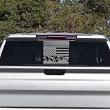 Yukauto Rear Back Middle Window Decal Fits Chevy Colorado 2015-2025 Mountain Scene American Flag Vinyl Stickers (Matte Black)
