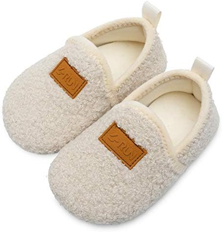 L-RUN Toddler Slippers for Boys/Girls Home Slippers Beige 6.5-7.5 Toddler=EU24-25