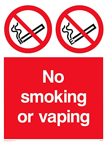 5 Stück – No smoking or vaping Schild – 150 x 200 mm – A5P