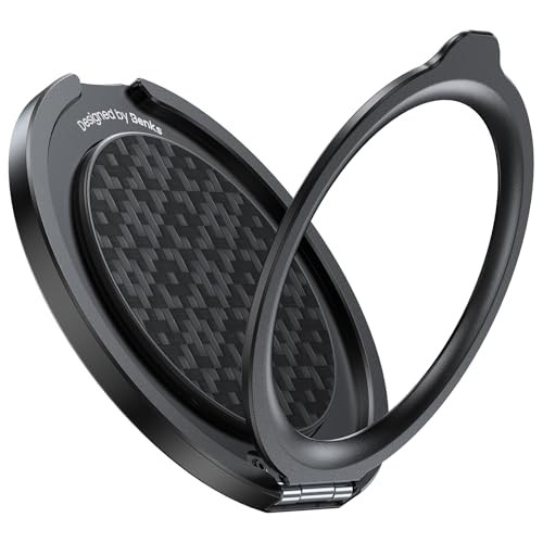 BENKS Soporte y Agarre Magnético para MagSafe – Anillo 360° Rotación de Fibra de Aramida, Liviano y Resistente, Compatible con iPhone 17/16/15/14/13 Pro MAX y MagSafe Fundas, ArmorGrid Negro