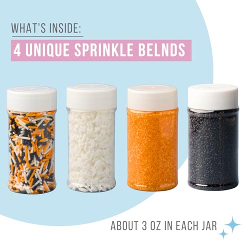 Image of Sweets Indeed Sprinkles, 4 Pack, Edible Sprinkle Mix, Perfect for Cake Decorations, Baking, Ice Cream, Cookies, Cupcake Topper (Natural Halloween)