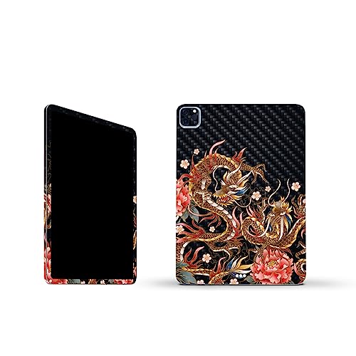 Image of MightySkins Carbon Fiber Skin Compatible with Apple iPad Pro 11 inch M2 4th Gen (2022) Full Wrap Kit - Stitch Dragons | Protective Durable Textured Carbon Fiber Finish | Easy to Apply | Made in The USA