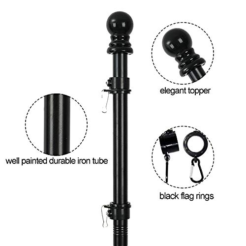 Glorya 6Ft Flag Pole For House, 1" Flag Pole Kit With Tangle-Free Rings, Stainless Steel Spinning Flag Pole For Residential And Commercial, Black #TOP1