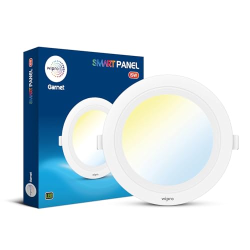 Image of Wipro Garnet 15W Smart Panel Ceiling Light | CCT, White Tuneable & Dimmable | Control with Mobile App via Bluetooth | Gateway Required for Controlling through internet & Alexa /Google Asst. | Pack of 2