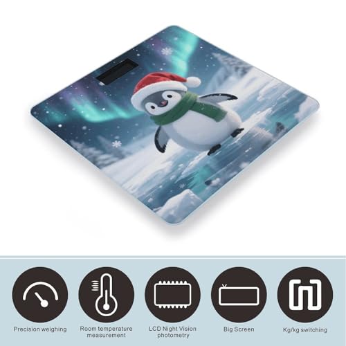 Báscula digital de baño Christmas Penguin, capacidad 400 lb miniatura 3
