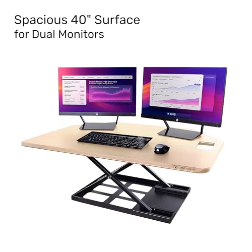 Stand Steady X-Elite Pro | Premier Corner Standing Desk Converter | Extra Large 40 Inch Sit to Stand Desk | Fully Assembled | Height Adjustable (2.25 to 16'') Desk Converter for Cubicles and L-Shaped - Thumbnail 4