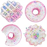 4 Pack Food Squishy Toys - Ultra Soft Squishy Fidget Toys, Waffle, Donuts and Cake, Squishies for Stress Relief Party Favors Desk Accessory