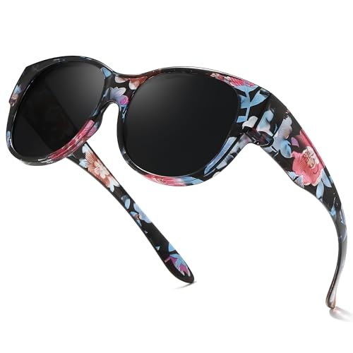 VIEWBETTER® Polarized Fit Over Sunglasses for Women Men, Trendy Oversized Round Wear Over Glasses UV Protection for Driving