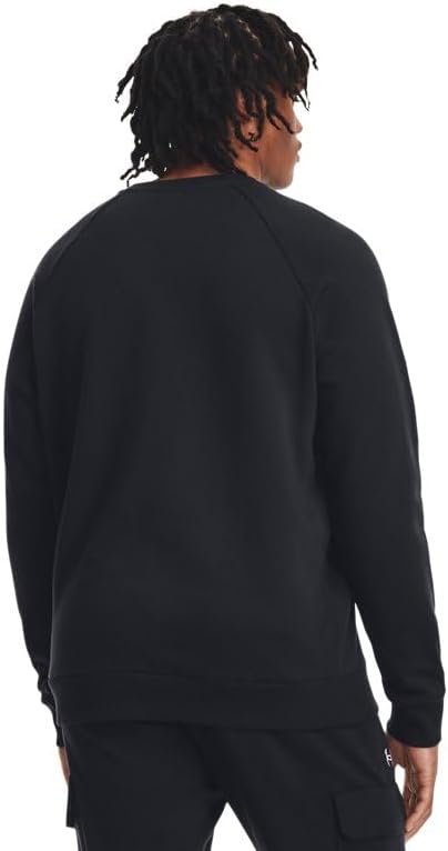 Under Armour Men's Rival Fleece Crew, (001) Black / / White, Medium Tall - Image 2