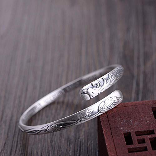 Bracciale In Argento 925 Donna,Fatti A Mano Braccialetto Vintage Full Argento 999 Imbarcazioni Retrò Modelli Femminili Moda Opaca Peacock Braccialetto Stile Etnico Accessori Di Abbigliamento