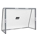 LARMNEE Fußballtor, Fußballtore, Fussballtor für Kinder und Erwachsene, mit Schaumstoffschutz, wetterfest, PE-Netz, Oxford-Stoffbezug, für den Innen- und Außenbereich, Schwarz und Grau EBG240FG02