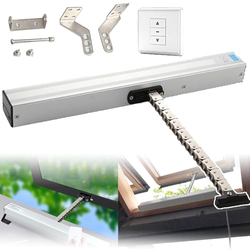 Abridor de ventanas eléctrico con cadena automática de 500 mm y mando a distancia