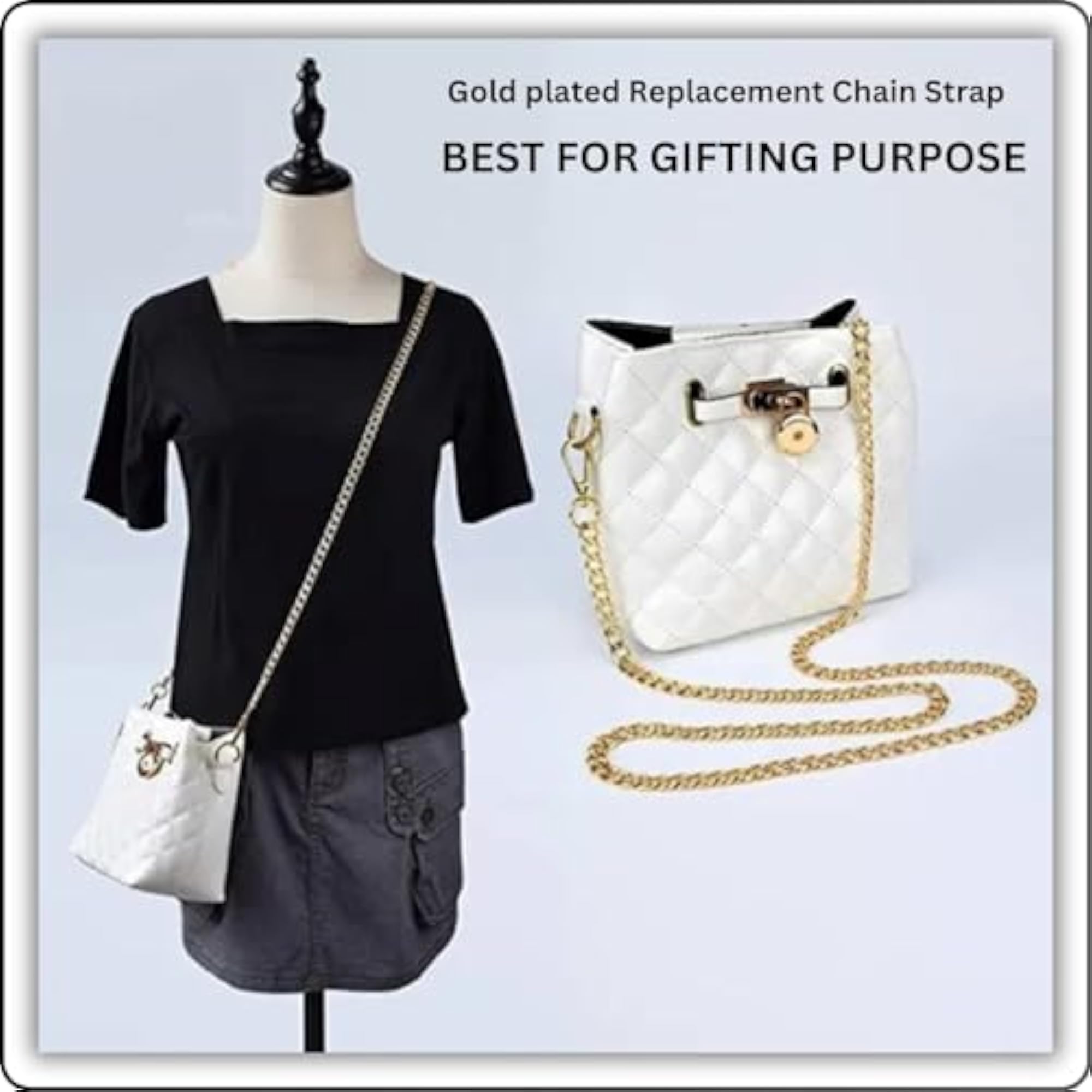Replacement Golden Chain Strap for Handbags, 49 Inch