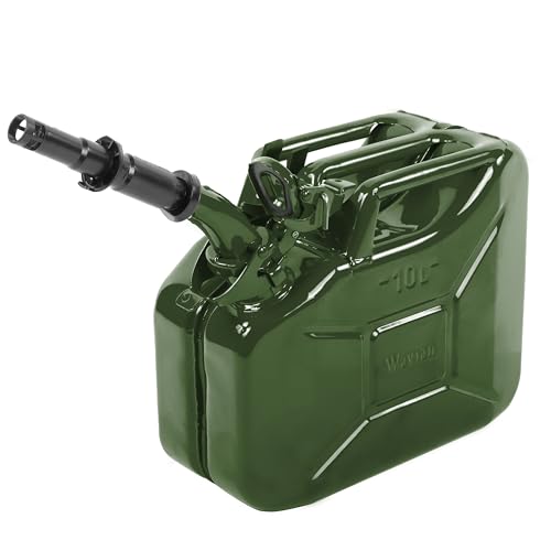 Wavian USA Authentic NATO Jerry Can and Spout System - Rust-Proof, EPA & CARB Compliant, 10 Litre, Green, Wavian 2.65 Gallon Gas Cans for Gasoline