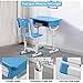 Liraly Kids Study Desk and Chair Set, Height Adjustable Children Desk, with Bookstand and Drawer, Ergonomic Student Writing Desk for Studying