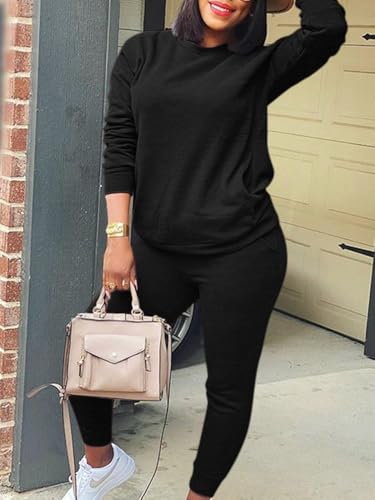 Image of Fixmatti Women Pullover Hoodie Pockets Sweatpants Sport Jogger Sweatsuit