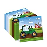 40Pcs Tractor Farm Dessert Napkins Car Locomotive Lunch Dinner Tableware Disposable Paper Napkin Set