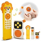 Montessori TV Remote Toys with Silicone Case & MP3, Teething Baby Toys 6 12 18 Months with Light & Sound for 1 2 Year Old, Infant Toddler Birthday Gifts Boys Girls