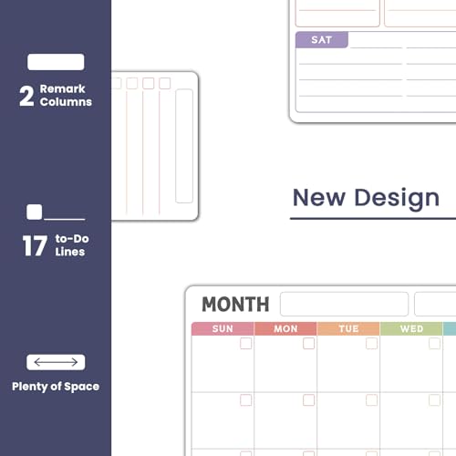 ALEZEL Magnetic Dry Erase Refrigerator Calendar, Dry Erase Calendar White Board Set for Fridge - Magnetic Monthly & Weekly Planner with List Board, 4 Markers + Eraser