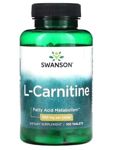 Swanson L-Carnitine 500mg - 100 tabs | Comprimés Energie et Brûleur de Graisse, Complément Naturel pour Métabolisme et Performance