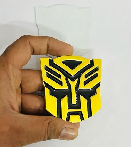 Image of Emblems for Car & Bike Metal Lo.go and Grill Me.tal Lo.go, Auto Accessories for Car Emblem 3D Badge Auto Racing Sport Sticker Grand Tourer Decal. (Small Golden Black TRANSFORMERR Logo)