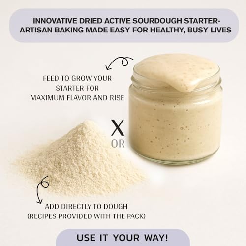 Image of Alla's Posh Flavors Dry Active Sourdough Starter | Instant Culture for Homemade Artisan Bread, Baguette, Ciabatta, Focaccia & Pizza Crust | Direct Use | Commercial Yeast Replacement | 5 x 10 g Sachets