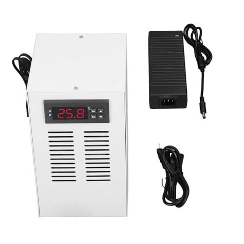 Telituny Aquarium Kühler, 72W Leiser Fisch Tank Kühler & Heizer, 10-40℃ Temperaturregler Wasser Kühler für Bis 20L Becken, 3L/min Durchfluss mit Bibliothek-Leiser Betrieb (EU -Stecker)