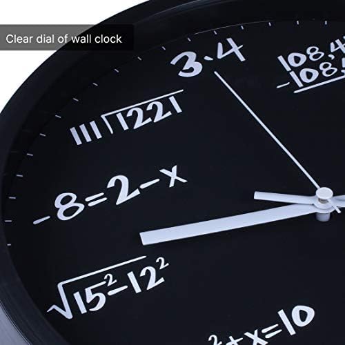 VIKMARI 12 Inch Glass Wall Clock Decorative Math Teaching Style Round Clocks Modern Black Battery Operated Silent Non Ticking Hanging Wall Clocks