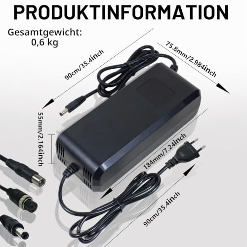 54.6V 4A Lithium Ladegerät für Elektrofahrräder Geeignet zum direkten Laden von 48v Batterien Einfacher Anschluss: 5,5 × 2,1 mm Intelligentes Ladegerät mit Display und integriertem Lüfter