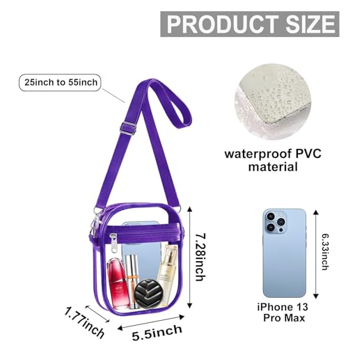 Image of Fibrdoo Clear Crossbody Purse Bag, Clear Bag Stadium Approved with Front Pocket for Concerts Sports Festivals