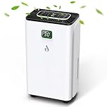 12L/Day Dehumidifiers for Home, Dehumidifier with Digital Humidity Display & Control, 24H Timer, Continuous Drain, 2.5L Water Tank & Drain Hose for Damp & Condensation, Ideal for Basement/Large Room