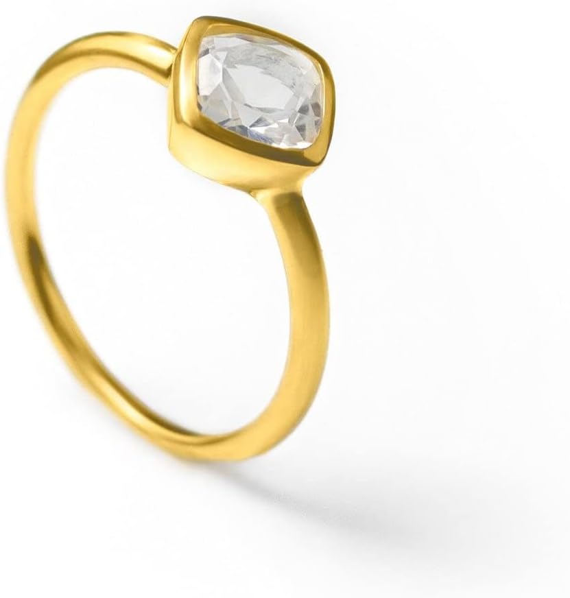 Diamond Shape Cushion Ring, Stacking Ring, 18K Vermeil Gold, Rose Gold, or 925 Sterling Silver, Bezel Set Ring, Diamond Shaped Birthstone Ring