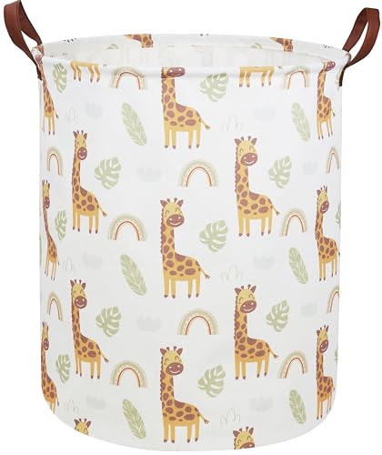 Image of ESSME Kids Laundry Hamper,Giraffe Hamper Collapsible Canvas Waterproof Animal Storage Bin for Boy, Nursery Hamper,Gift Baskets,toy bins(Giraffe)