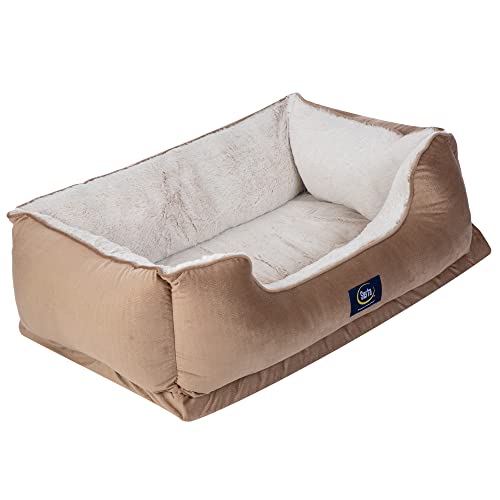 Serta Orthopedic Cuddler Dog Bed for Pets – Desert Sand (Large)