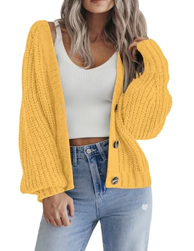 Image of Zeagoo Women's 2026 Fall Chunky Knit Cardigans Open Front Long Sleeve V Neck Button Loose Cardigan Sweaters
