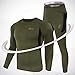 Mens Thermal Underwear Sets Long Johns Tops & Bottom Set Fleece Winter Warm Base Layers Quick Drying Thermo Base Layer Army Green