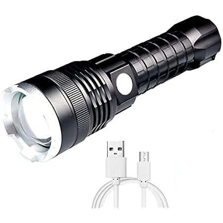 Xlentgen Black 10000 Lumen Led Torches, Super Bright Led Tactical Flashlight, 5 Modes, Waterproof Zoomable Outdoor Torch Light With Rechargeable Battery For Camping Hiking Emergency