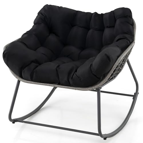 LIFEZEAL Silla Mecedora de ratán para jardín