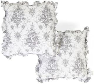 Cabbages and Roses London Euro Shams, 26 x 26 inches, Burleigh Charcoal and White Pattern, Set of 2 - Buy now