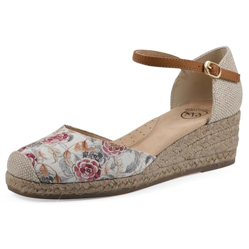WHITE MOUNTAIN Women's Maintain Mini-Heel Espadrille Sandal, Blush/Fabric, 9 M by WHITE MOUNTAIN - Used condition - US$47.10